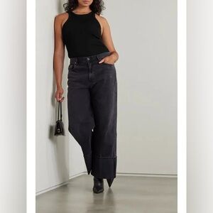 GOLDSIGN The Astley Black High Rise Wide Straight Organic Cotton Jeans, Size 29